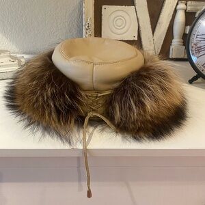 Jocelyn Faux Shearling & Fur Roller winter hat